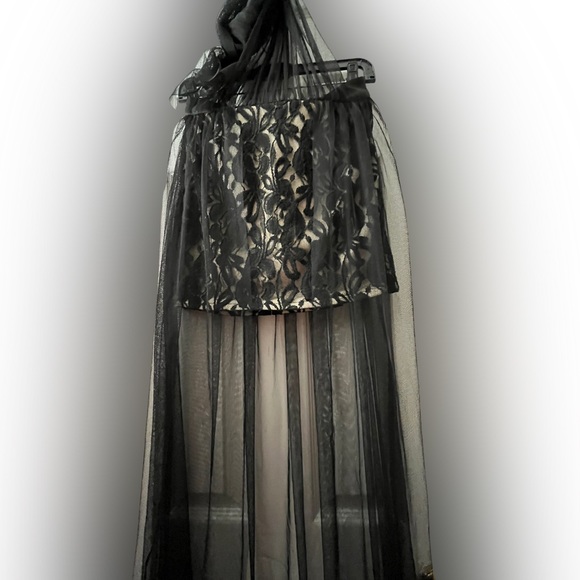 Mini Skirt With Sheer Overlay - Picture 13 of 15